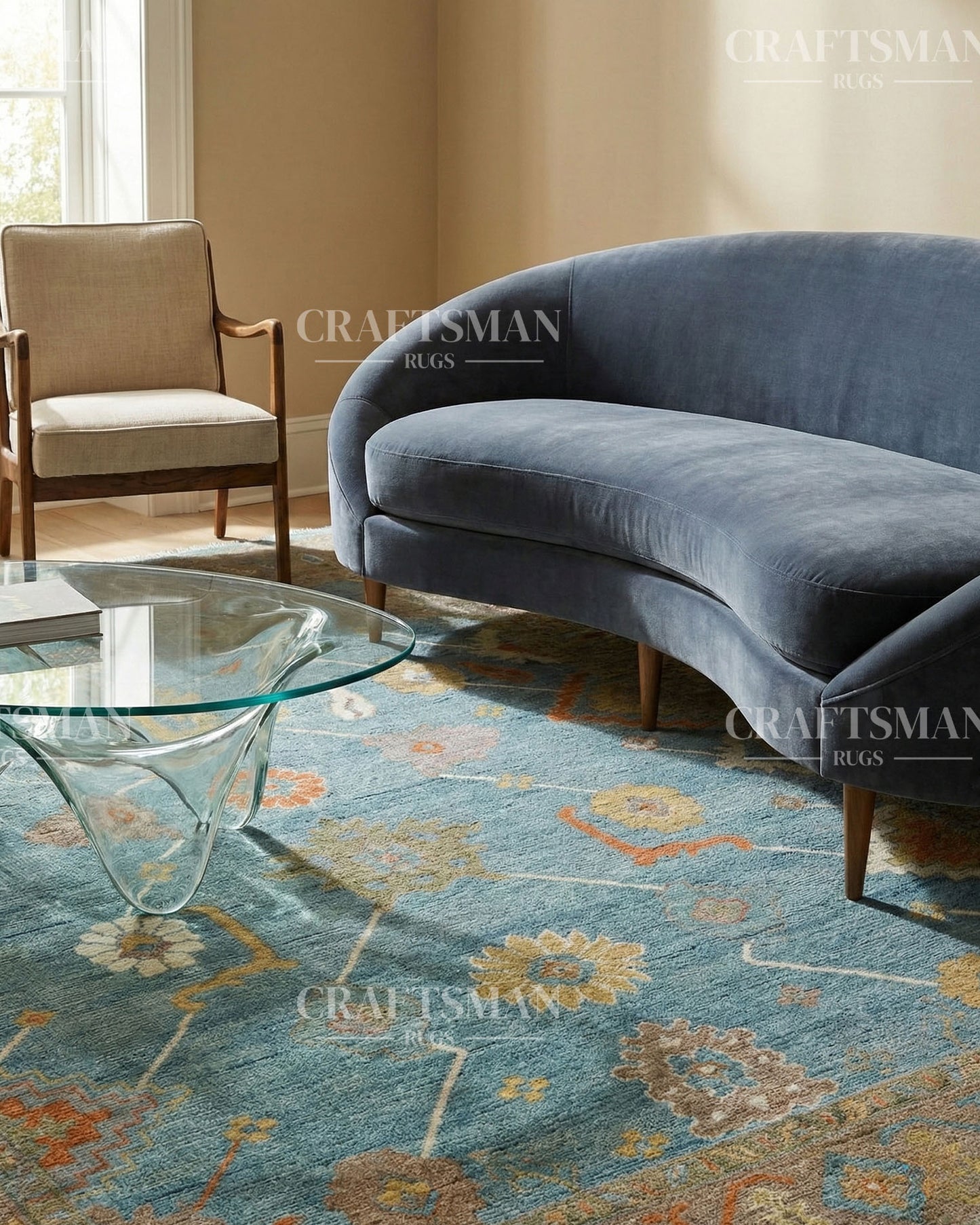 Textura Wool Hand-Knotted Oushak-Inspired Rug