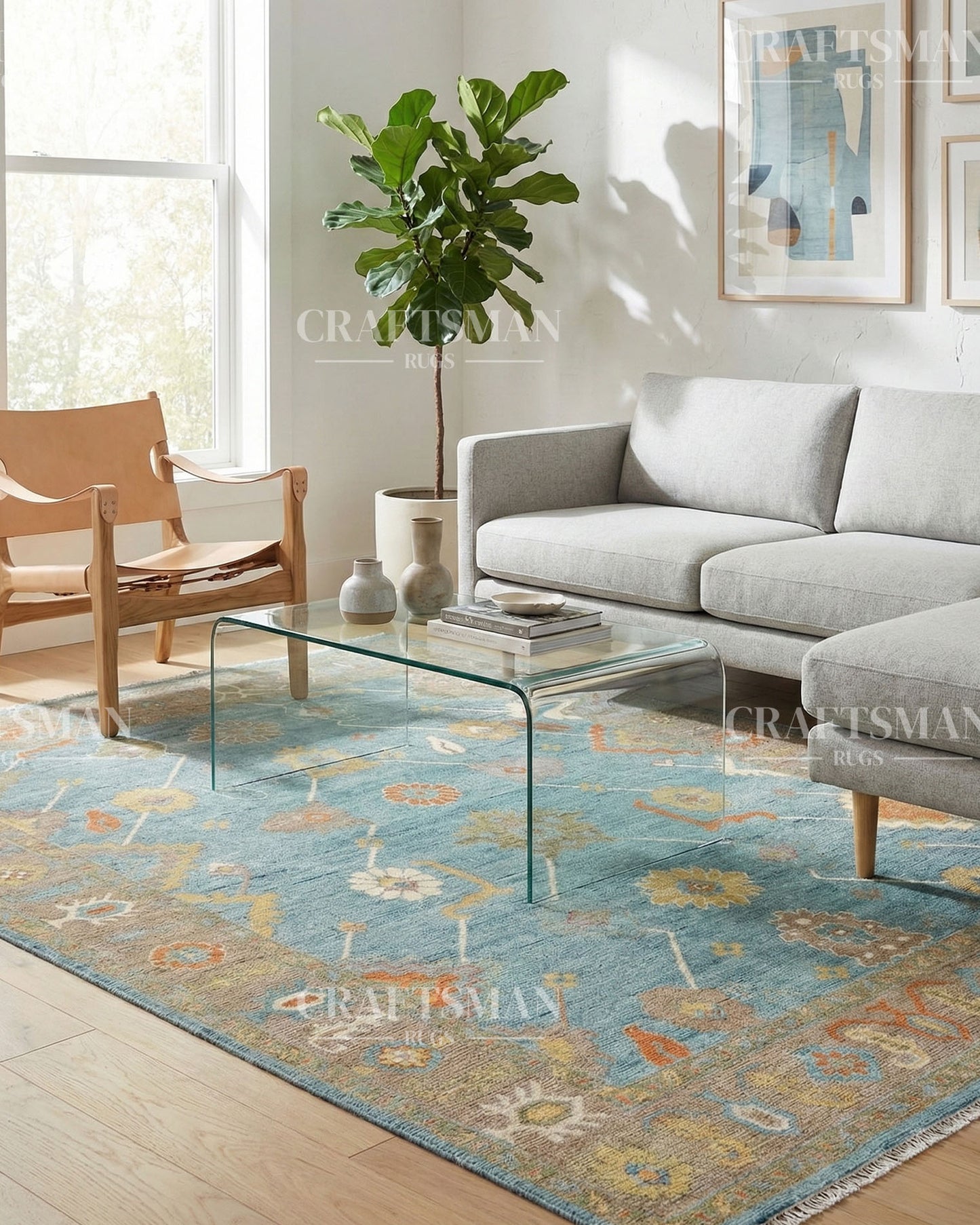 Textura Wool Hand-Knotted Oushak-Inspired Rug