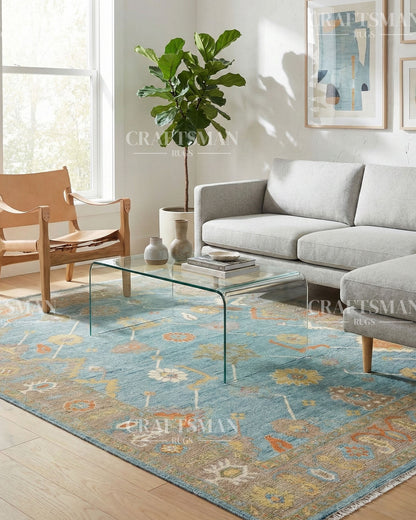 Textura Wool Hand-Knotted Oushak-Inspired Rug