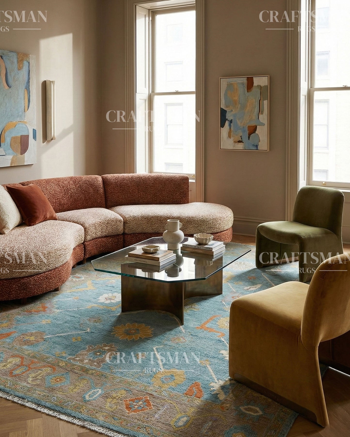 Textura Wool Hand-Knotted Oushak-Inspired Rug