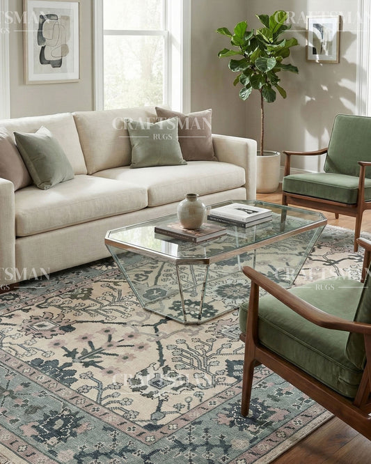 Knossa Wool Hand-Knotted Oushak-Inspired Rug