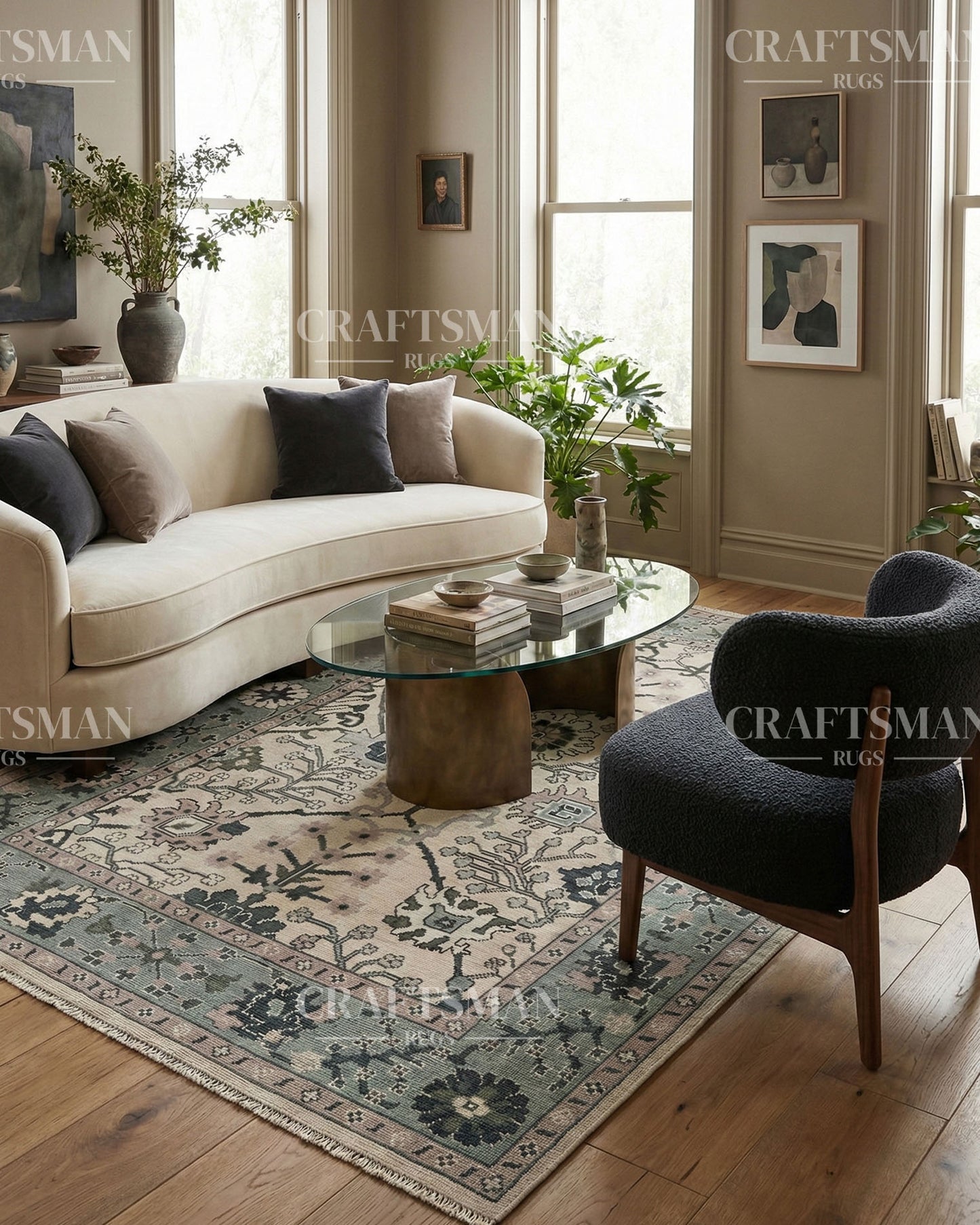Knossa Wool Hand-Knotted Oushak-Inspired Rug