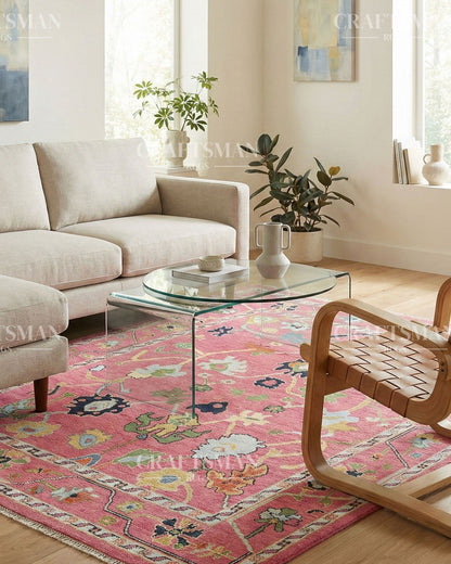 Yarna Wool Hand-Knotted Oushak-Inspired Rug