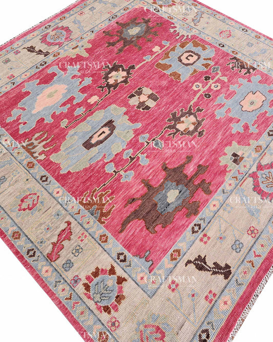 Zeyra Wool Hand-Knotted Oushak-Inspired Rug