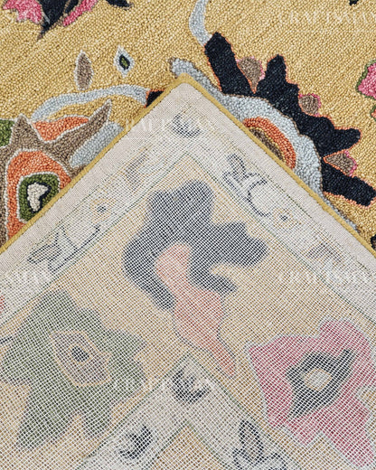 6x8 ft Hand Tufted Loop Pile Rug – Oushak Inspired Floral Design – Premium Wool Area Rug for Living Room & Bedroom