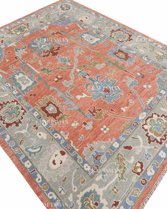 Zephra Wool Hand-Knotted Oushak-Inspired Rug