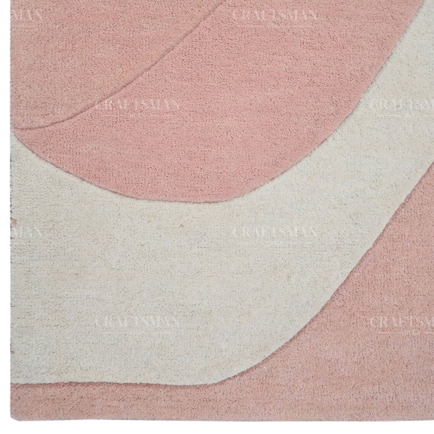 Modern Abstract Area Rug – Soft Peach & Blush Wave Design with Beige Accents | Luxury Hand-Tufted Carpet for Living Room & Bedroom