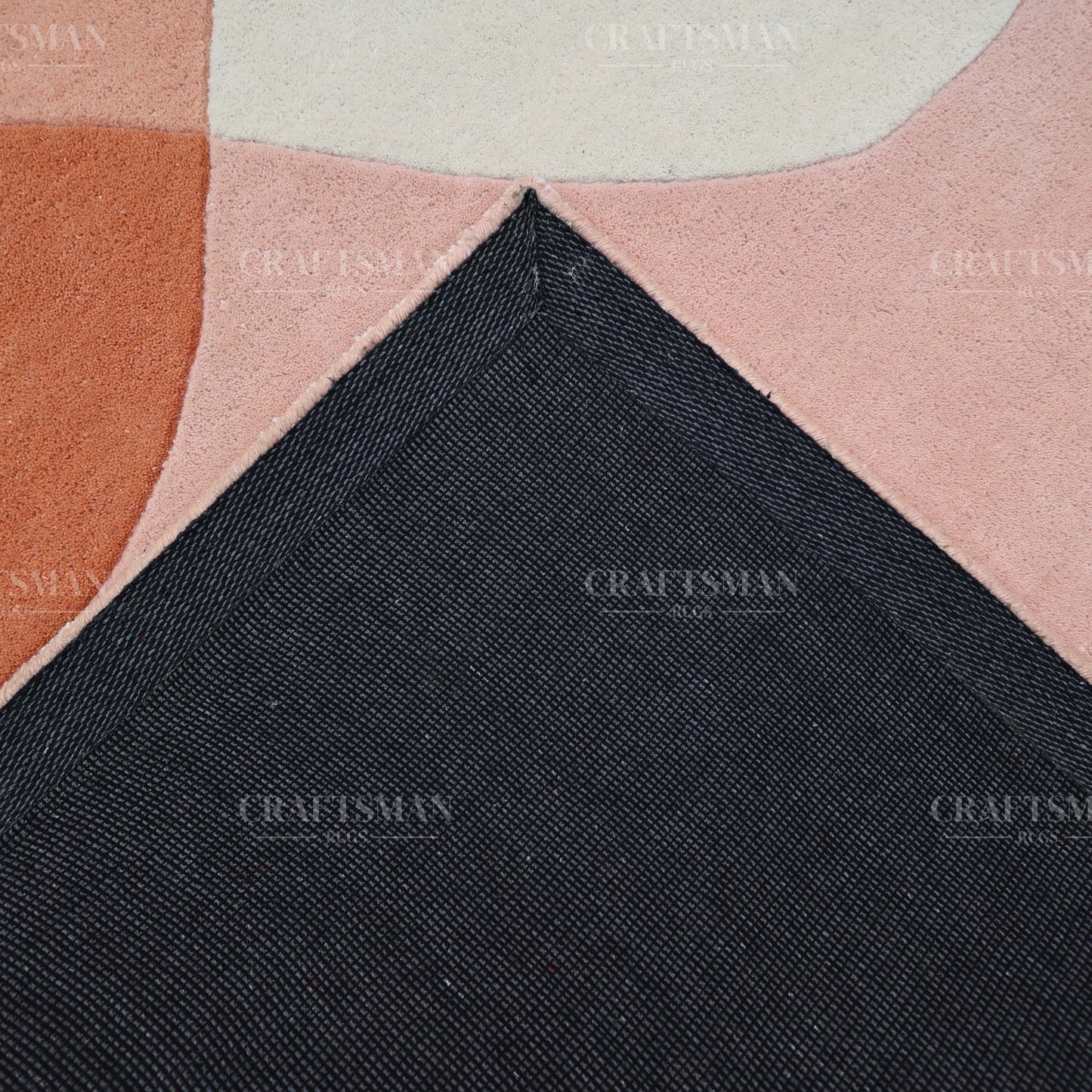 Modern Abstract Area Rug – Soft Peach & Blush Wave Design with Beige Accents | Luxury Hand-Tufted Carpet for Living Room & Bedroom