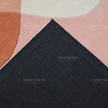 Modern Abstract Area Rug – Soft Peach & Blush Wave Design with Beige Accents | Luxury Hand-Tufted Carpet for Living Room & Bedroom