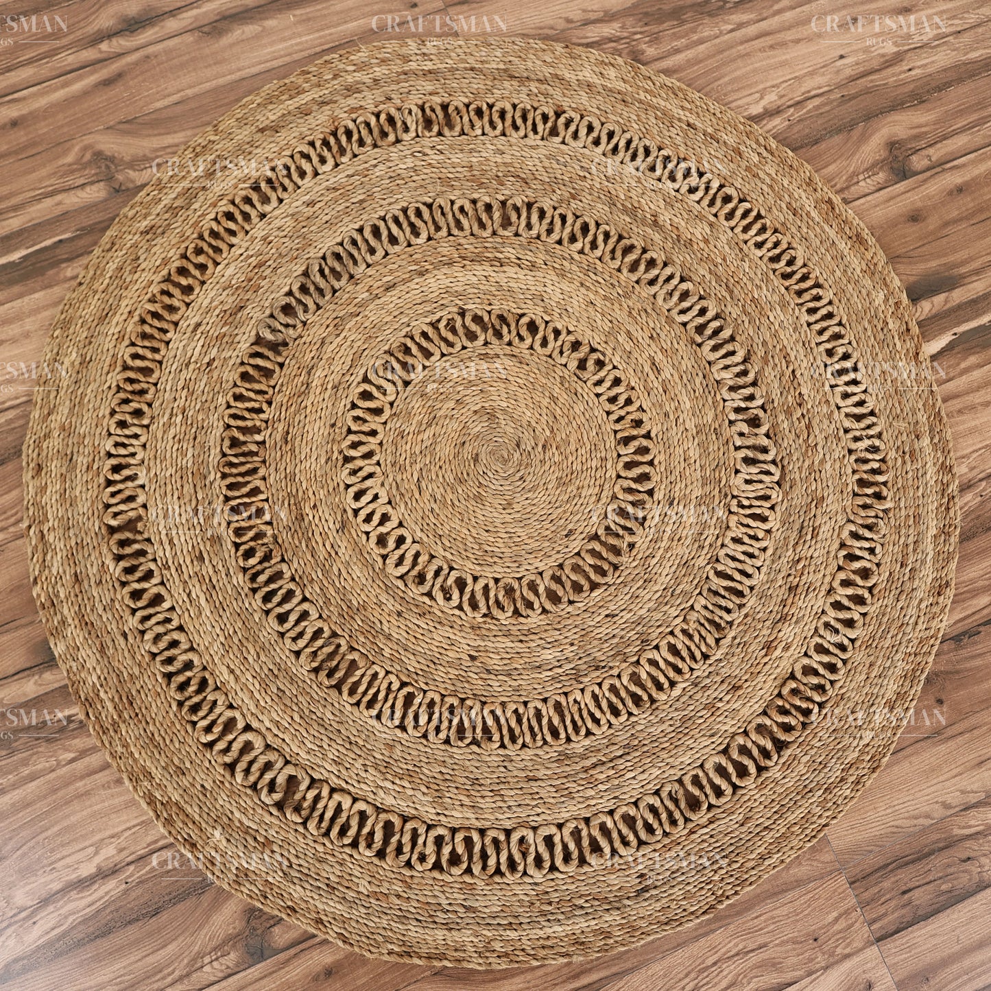 Lunawave Round Jute Hand-Woven Natural Rug – Braided Boho Farmhouse Circle Area Carpet for Living Room Bedroom Entryway