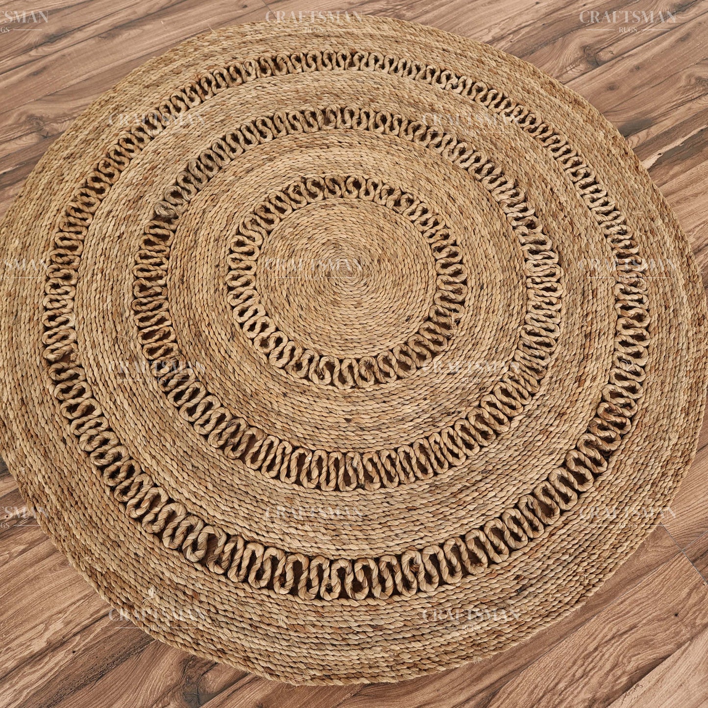 Lunawave Round Jute Hand-Woven Natural Rug – Braided Boho Farmhouse Circle Area Carpet for Living Room Bedroom Entryway
