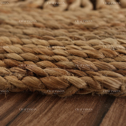 Lunawave Round Jute Hand-Woven Natural Rug – Braided Boho Farmhouse Circle Area Carpet for Living Room Bedroom Entryway