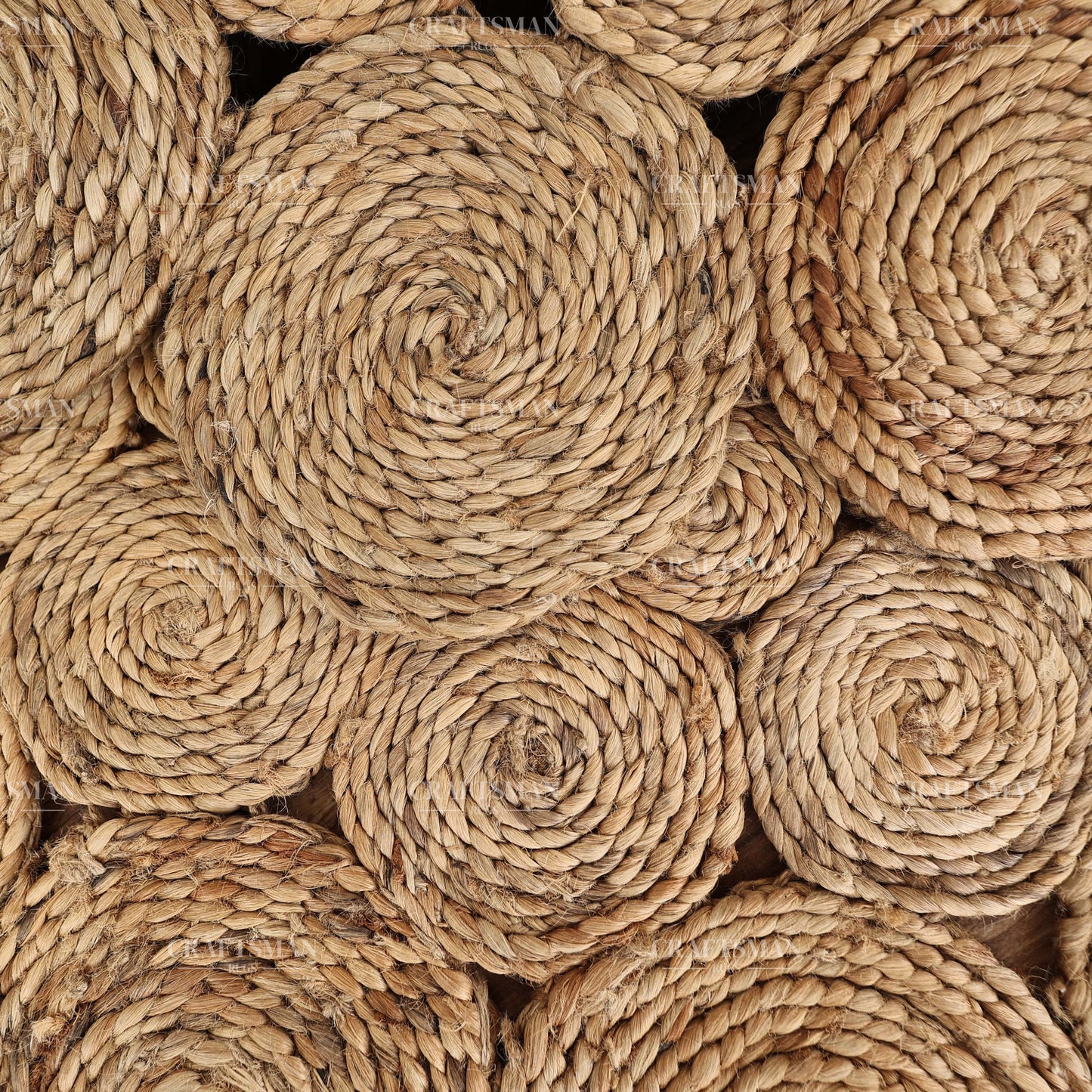Sunburst Round Jute Hand-Woven Natural Rug – Braided Boho Farmhouse Floral Circle Area Carpet for Living Room Bedroom Entryway