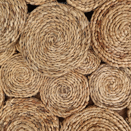 Sunburst Round Jute Hand-Woven Natural Rug – Braided Boho Farmhouse Floral Circle Area Carpet for Living Room Bedroom Entryway
