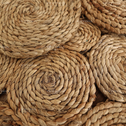 Sunburst Round Jute Hand-Woven Natural Rug – Braided Boho Farmhouse Floral Circle Area Carpet for Living Room Bedroom Entryway