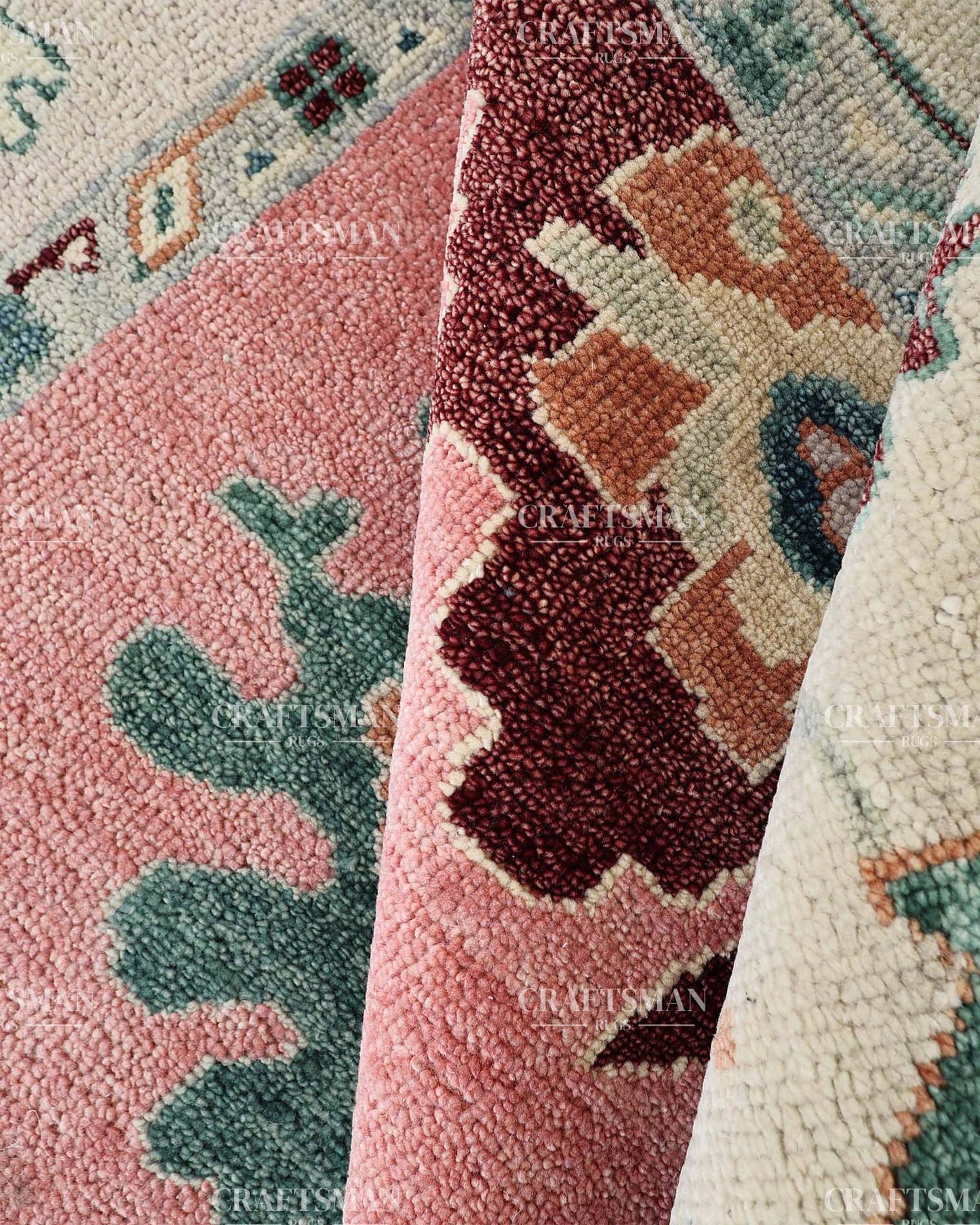 Zahrune Wool Hand-Knotted Oushak-Inspired Rug