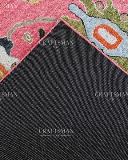Luxury Hand Tufted Pink Floral Wool Rug – Handmade Botanical Area Carpet for Living Room, Bedroom & Modern Home Decor