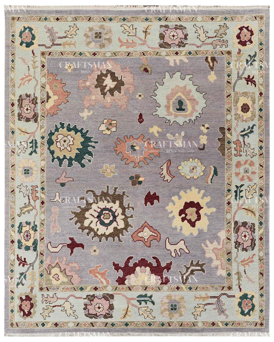 Olyvra Wool Hand-Knotted Oushak-Inspired Rug