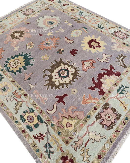Olyvra Wool Hand-Knotted Oushak-Inspired Rug