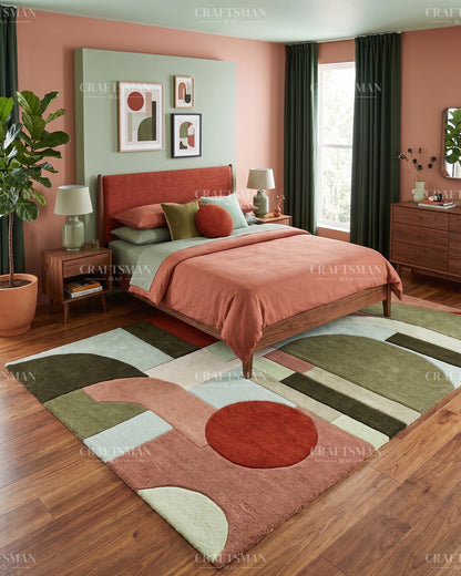 Luxury Hand Tufted Abstract Area Rug – Modern Geometric Wool Carpet for Living Room, Bedroom & Contemporary Home Décor
