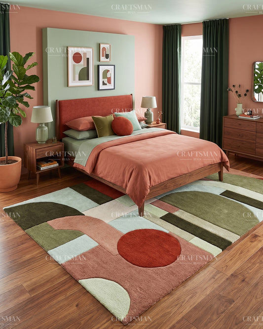 Luxury Hand Tufted Abstract Area Rug – Modern Geometric Wool Carpet for Living Room, Bedroom & Contemporary Home Décor