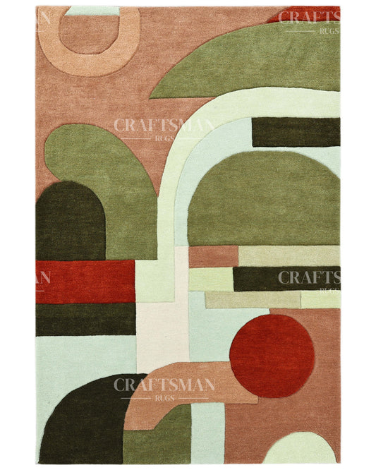 Luxury Hand Tufted Abstract Area Rug – Modern Geometric Wool Carpet for Living Room, Bedroom & Contemporary Home Décor