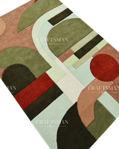 Luxury Hand Tufted Abstract Area Rug – Modern Geometric Wool Carpet for Living Room, Bedroom & Contemporary Home Décor