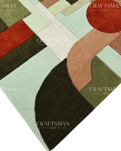 Luxury Hand Tufted Abstract Area Rug – Modern Geometric Wool Carpet for Living Room, Bedroom & Contemporary Home Décor