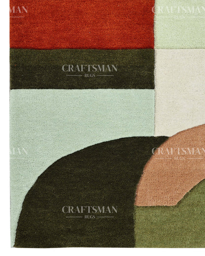 Luxury Hand Tufted Abstract Area Rug – Modern Geometric Wool Carpet for Living Room, Bedroom & Contemporary Home Décor