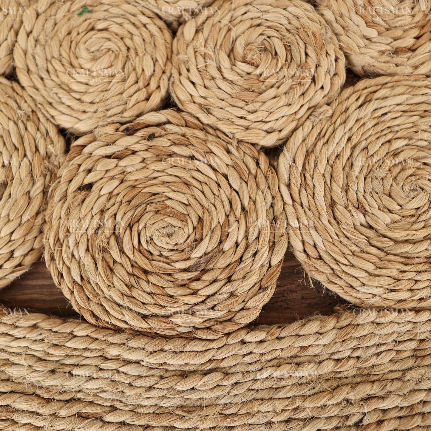 Rosette Round Jute Hand-Woven Natural Rug – Braided Boho Farmhouse Floral Circle Area Carpet for Living Room Bedroom Entryway