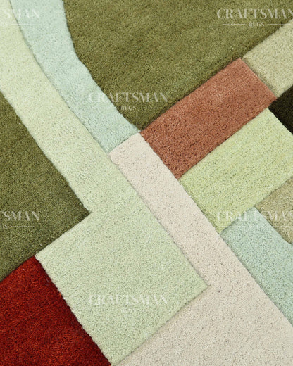 Luxury Hand Tufted Abstract Area Rug – Modern Geometric Wool Carpet for Living Room, Bedroom & Contemporary Home Décor
