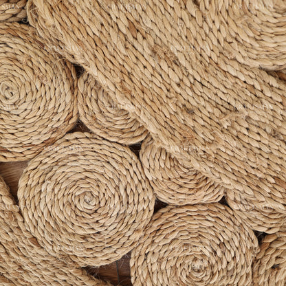 Rosette Round Jute Hand-Woven Natural Rug – Braided Boho Farmhouse Floral Circle Area Carpet for Living Room Bedroom Entryway
