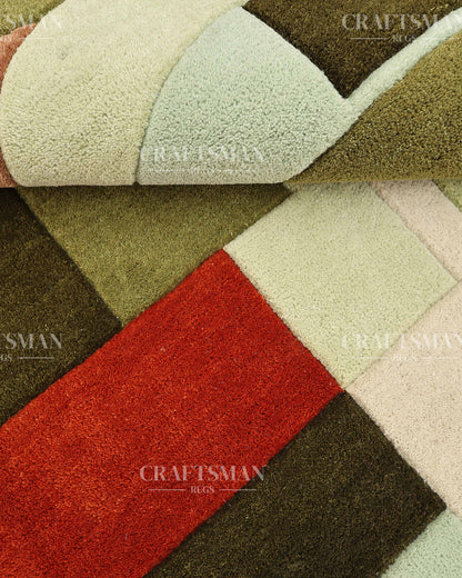 Luxury Hand Tufted Abstract Area Rug – Modern Geometric Wool Carpet for Living Room, Bedroom & Contemporary Home Décor