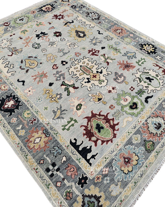 Kyrelith Wool Hand-Knotted Oushak-Inspired Rug