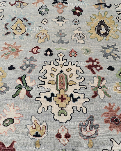 Kyrelith Wool Hand-Knotted Oushak-Inspired Rug