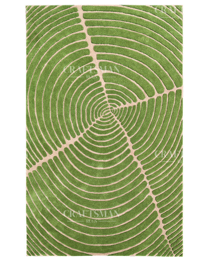 Hand Tufted Rug – Organic Green Beige Concentric Design | New Zealand Wool Carpet