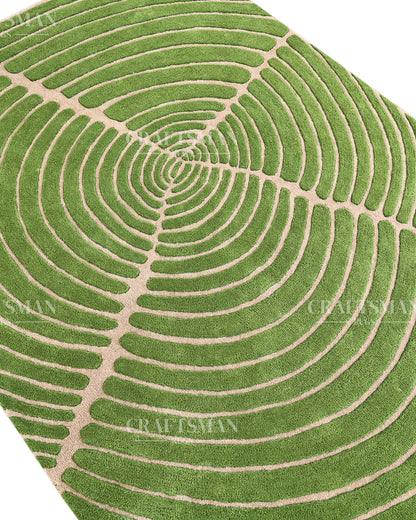 Hand Tufted Rug – Organic Green Beige Concentric Design | New Zealand Wool Carpet