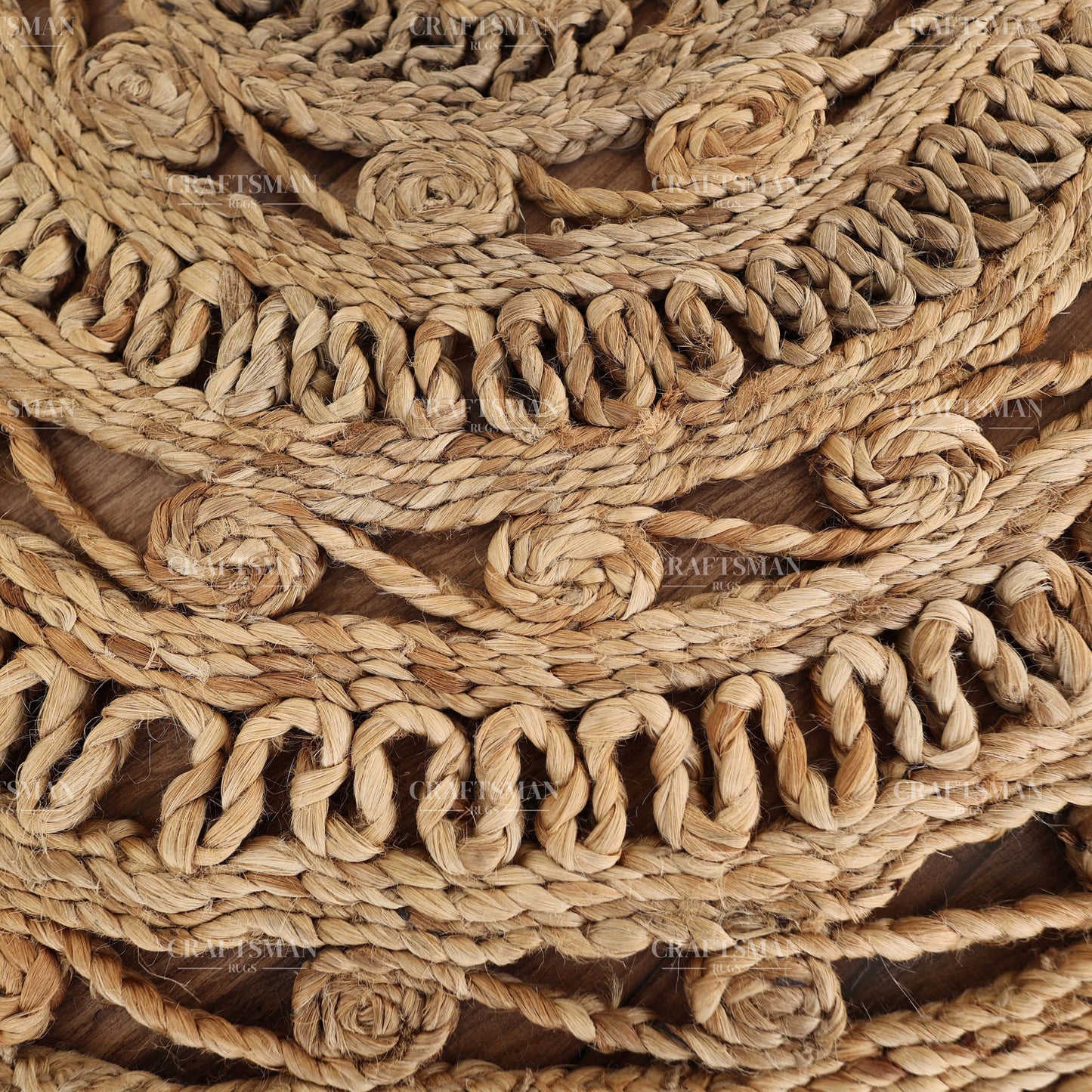 Mandaluxe Round Jute Hand-Woven Natural Rug – Braided Boho Farmhouse Mandala Circle Area Carpet for Living Room Bedroom Entryway