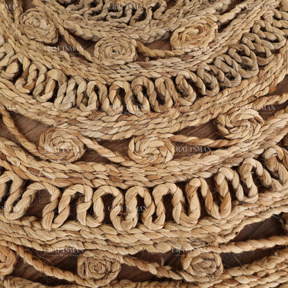 Mandaluxe Round Jute Hand-Woven Natural Rug – Braided Boho Farmhouse Mandala Circle Area Carpet for Living Room Bedroom Entryway