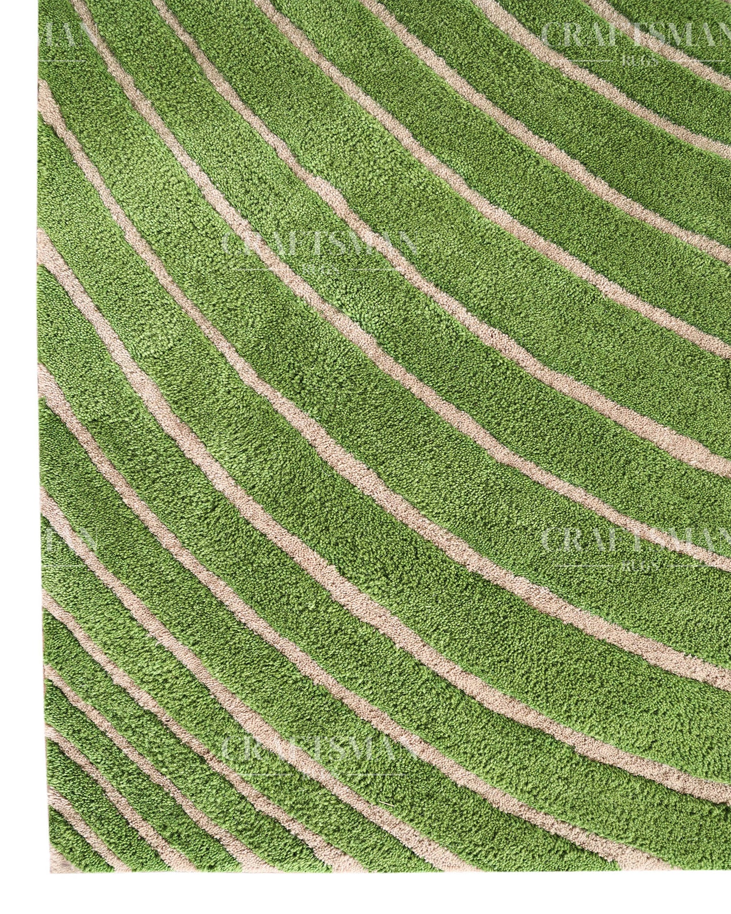 Hand Tufted Rug – Organic Green Beige Concentric Design | New Zealand Wool Carpet