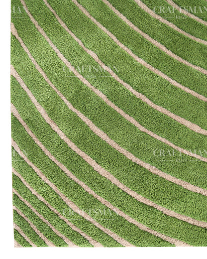 Hand Tufted Rug – Organic Green Beige Concentric Design | New Zealand Wool Carpet