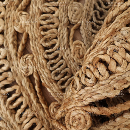 Mandaluxe Round Jute Hand-Woven Natural Rug – Braided Boho Farmhouse Mandala Circle Area Carpet for Living Room Bedroom Entryway