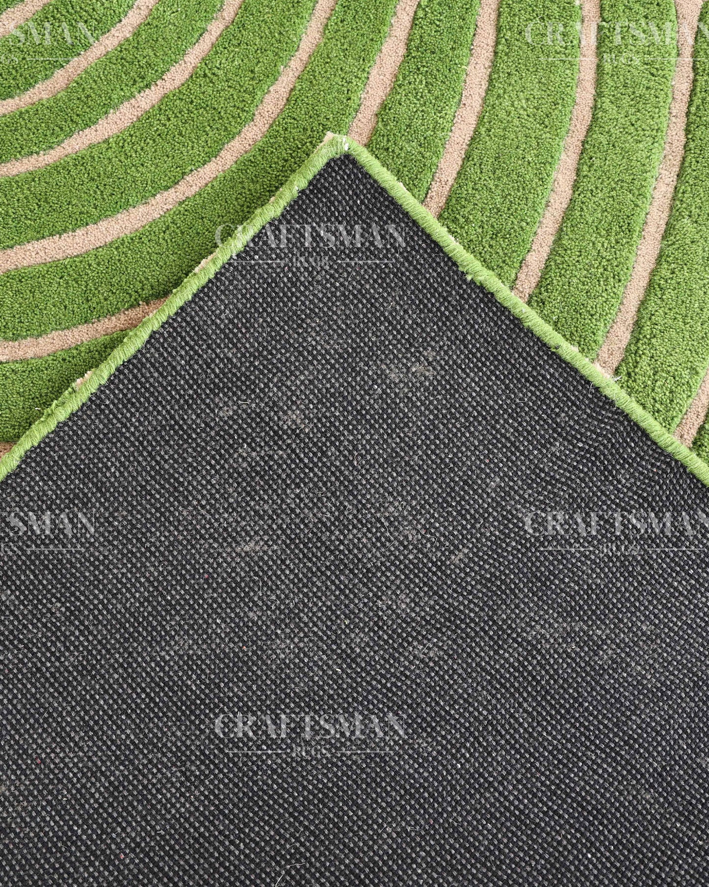 Hand Tufted Rug – Organic Green Beige Concentric Design | New Zealand Wool Carpet