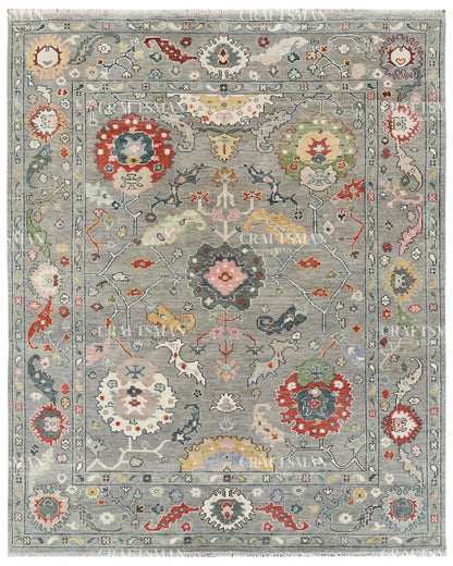 Arizel Wool Hand-Knotted Oushak-Inspired Rug