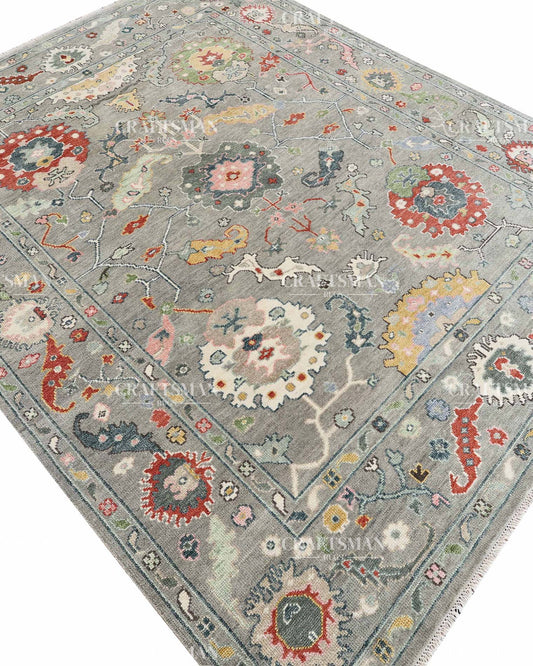 Arizel Wool Hand-Knotted Oushak-Inspired Rug