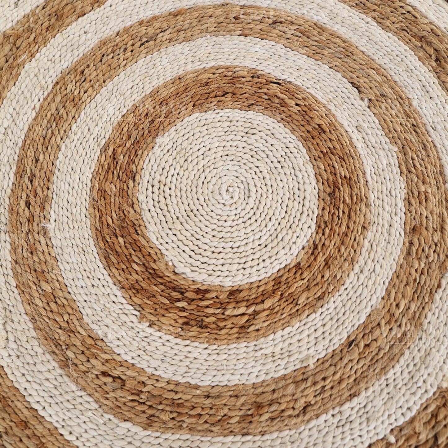 Coastline Round Jute Hand-Woven Natural Rug – Ivory Natural Striped Boho Farmhouse Circle Area Carpet for Living Room Bedroom Entryway