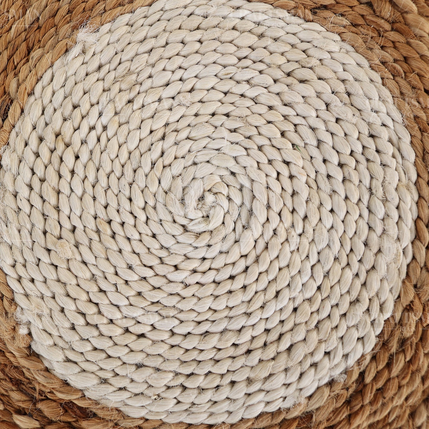 Coastline Round Jute Hand-Woven Natural Rug – Ivory Natural Striped Boho Farmhouse Circle Area Carpet for Living Room Bedroom Entryway