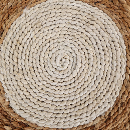 Coastline Round Jute Hand-Woven Natural Rug – Ivory Natural Striped Boho Farmhouse Circle Area Carpet for Living Room Bedroom Entryway