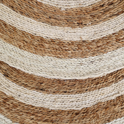 Coastline Round Jute Hand-Woven Natural Rug – Ivory Natural Striped Boho Farmhouse Circle Area Carpet for Living Room Bedroom Entryway