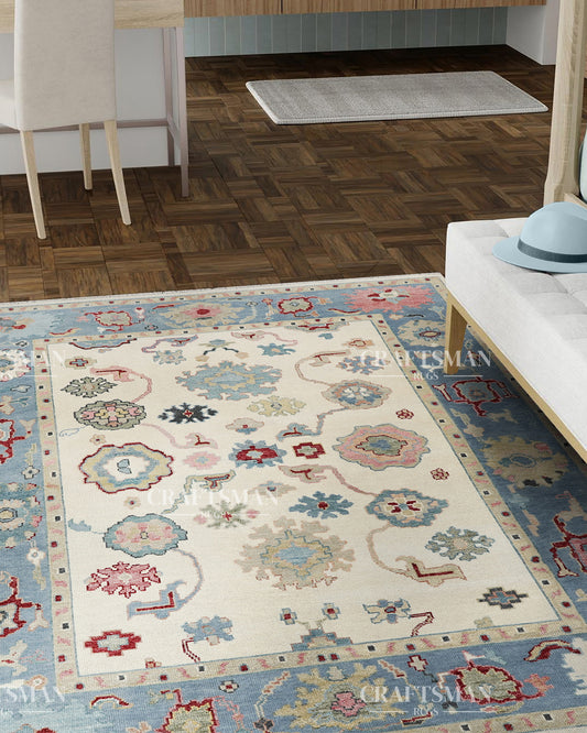 Vezura Wool Hand-Knotted Oushak-Inspired Rug